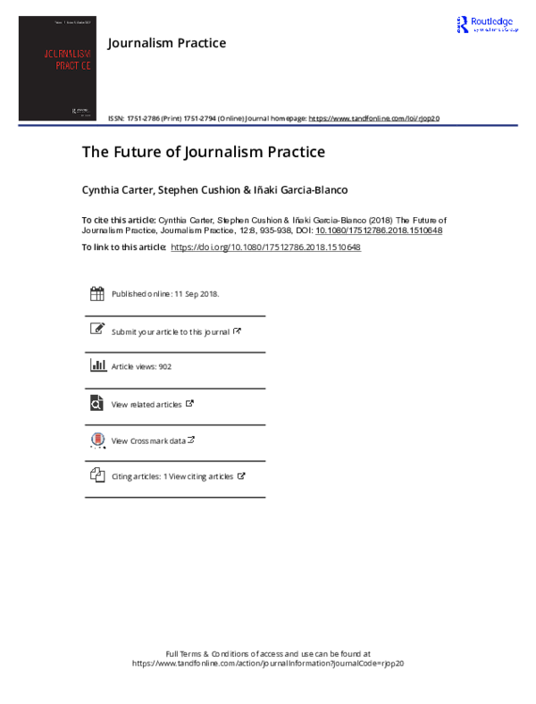 (PDF) The Future of Journalism Practice