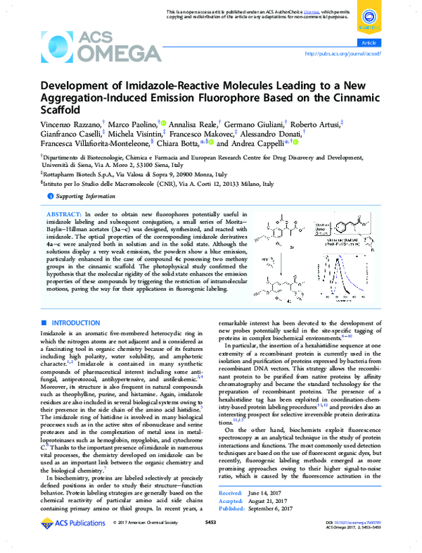 (PDF) Development of Imidazole-Reactive Molecules Leading to a New ...