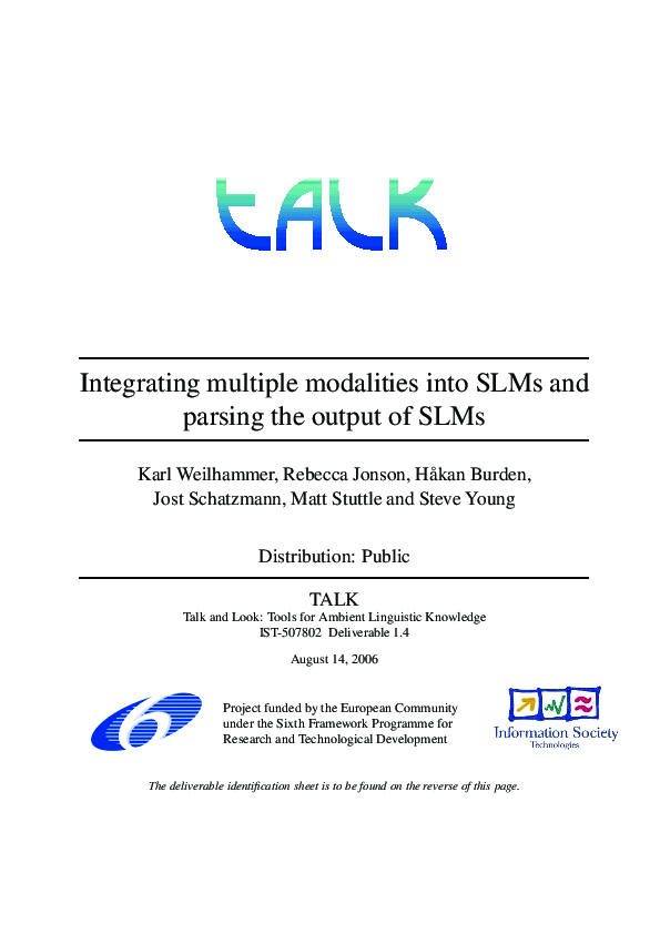 (PDF) Integrating multiple modalities into SLMs and parsing the output ...