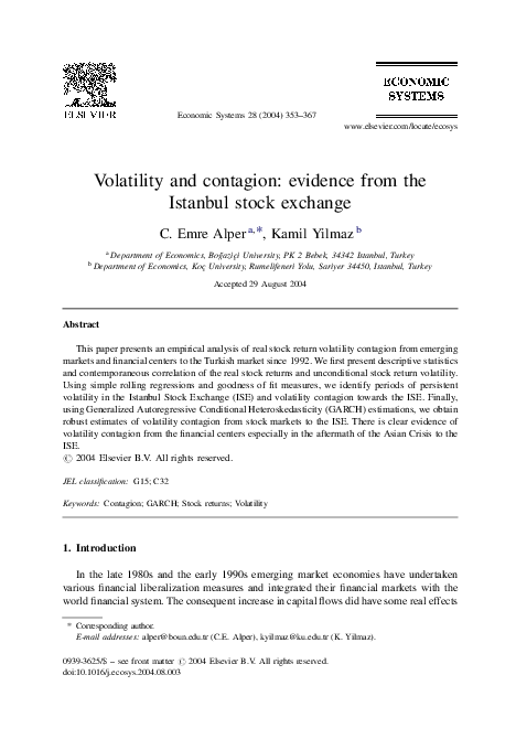 (PDF) Volatility and contagion: evidence from the Istanbul stock exchange