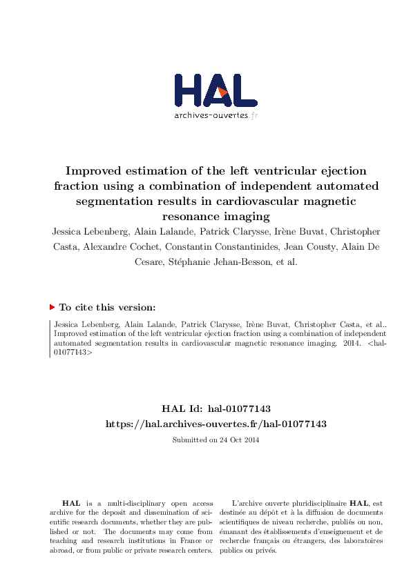 (PDF) Improved estimation of the left ventricular ejection fraction ...