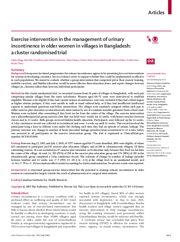 (PDF) Exercise intervention in the management of urinary incontinence ...