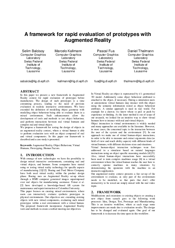 (PDF) A framework for rapid evaluation of prototypes with augmented reality