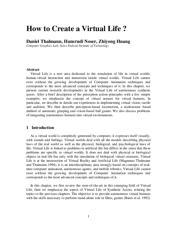 (PDF) How to Create a Virtual Life