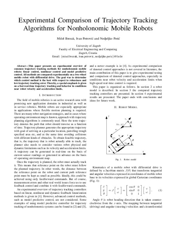 (PDF) Experimental comparison of trajectory tracking algorithms for ...