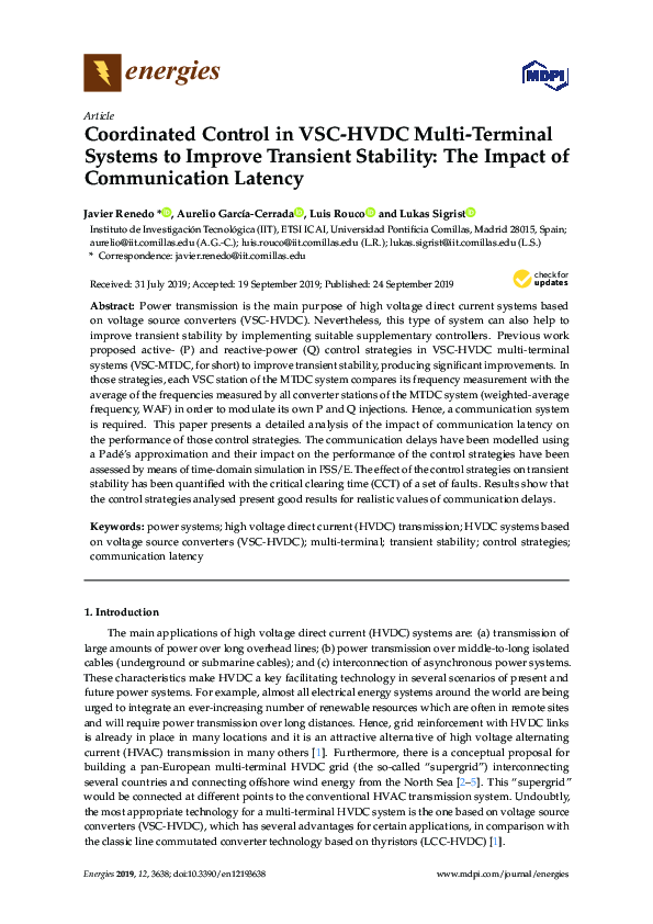 (PDF) Coordinated Control in VSC-HVDC Multi-Terminal Systems to Improve ...