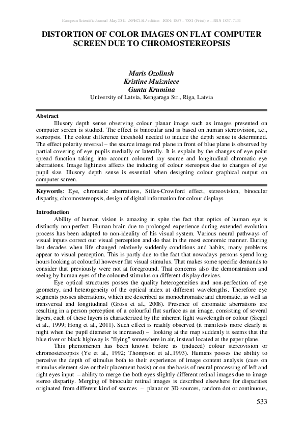 (PDF) Distortion of Color Images on Flat Computer Screen Due to ...
