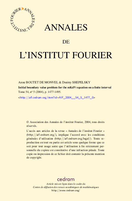 (PDF) Initial boundary value problem for the mKdV equation on a finite ...