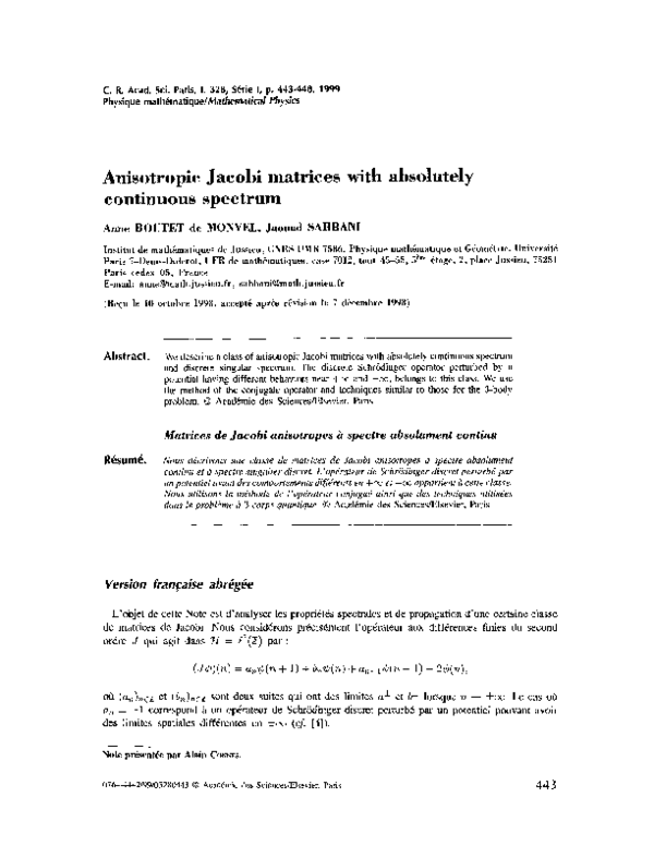 (PDF) Anisotropic Jacobi matrices with absolutely continuous spectrum