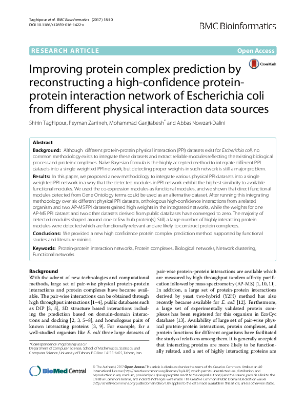 (PDF) Improving protein complex prediction by reconstructing a high ...