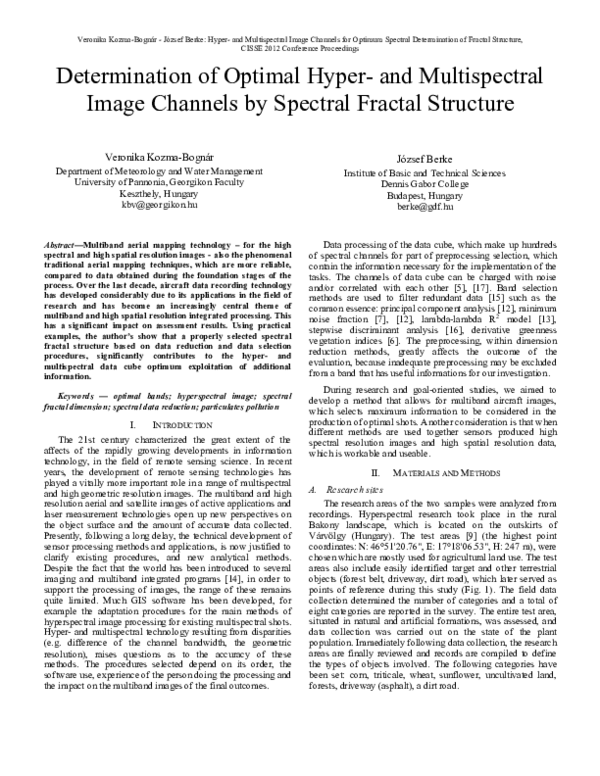 (PDF) Determination of Optimal Hyper- and Multispectral Image Channels ...