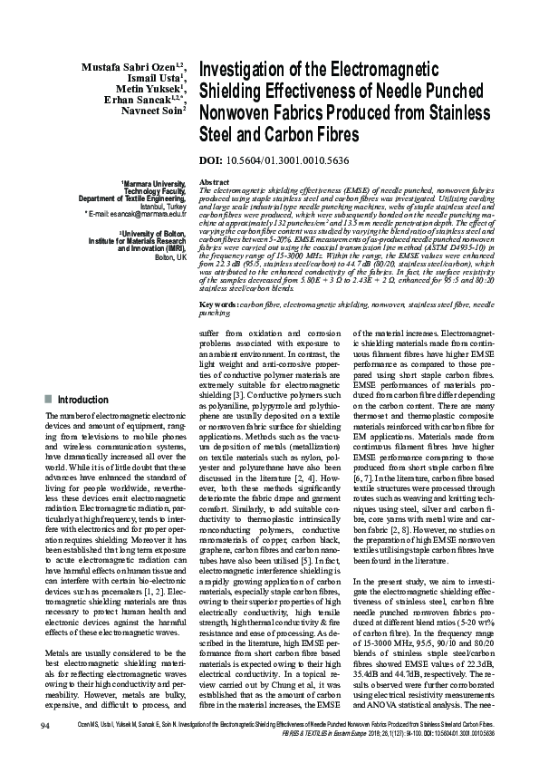 (PDF) Investigation of the Electromagnetic Shielding Effectiveness of ...