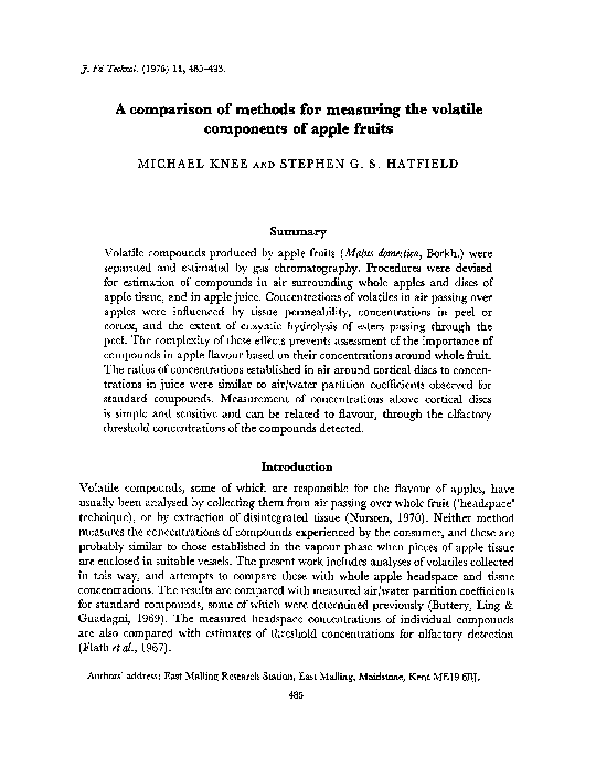 (PDF) A comparison of methods for measuring the volatile components of ...