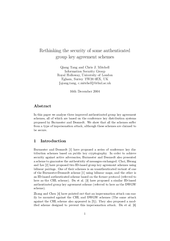 (PDF) Rethinking the security of some authenticated group key agreement ...