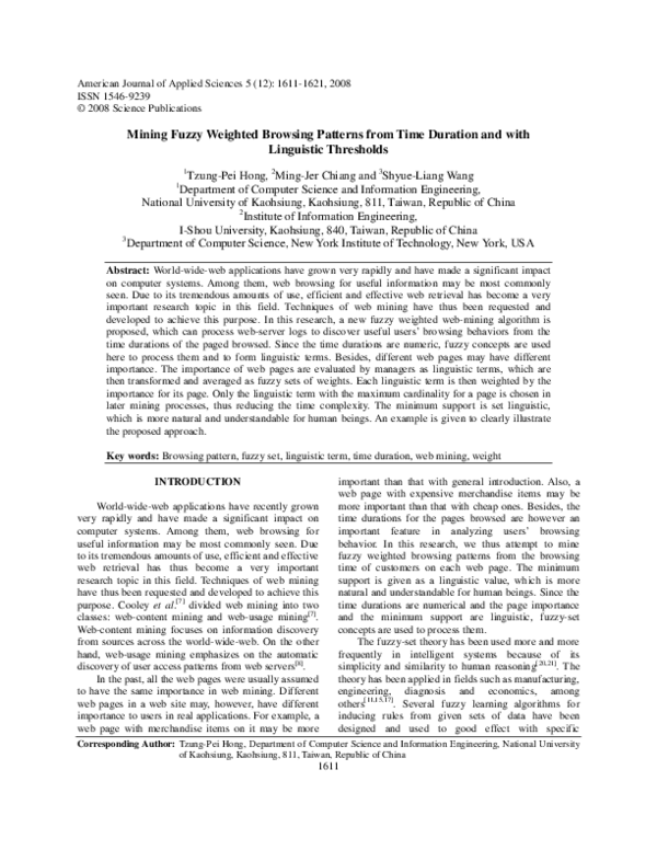(PDF) Mining Fuzzy Weighted Browsing Patterns from Time Duration and ...
