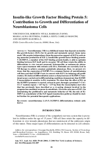 (PDF) Insulin-like Growth Factor Binding Protein 5: Contribution to ...