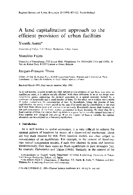 (PDF) A land capitalization approach to the efficient provision of ...