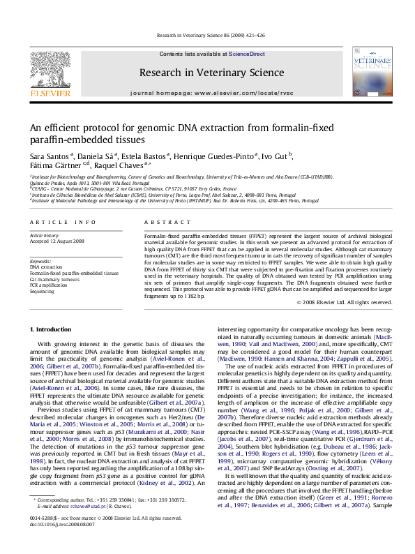 (PDF) An efficient protocol for genomic DNA extraction from formalin ...