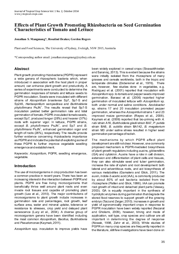 (PDF) Effects of Plant Growth Promoting Rhizobacteria on Seed ...