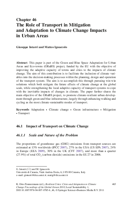 (PDF) The Role of Transport in Mitigation and Adaptation to Climate ...