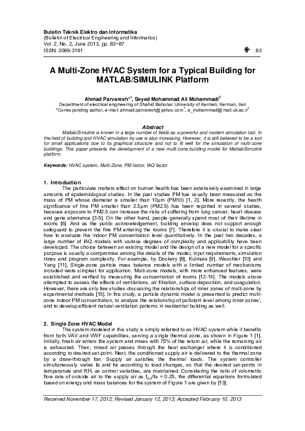 (PDF) A Multi-Zone HVAC System for a Typical Building for MATLAB ...