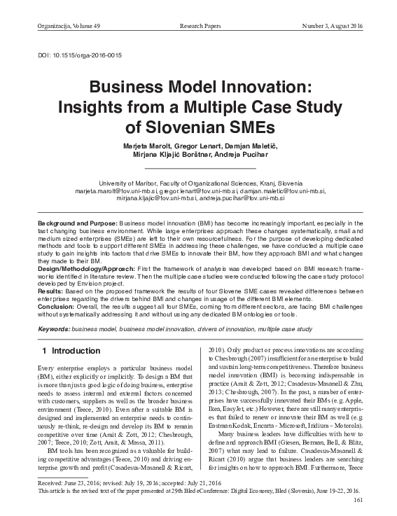 (PDF) Business Model Innovation: Insights from a Multiple Case Study of ...