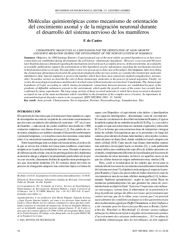 (PDF) [Chemotropic molecules as a mechanism for the orientation of axon ...