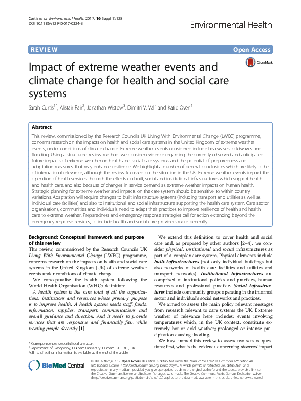 (PDF) Impact of extreme weather events and climate change for health ...