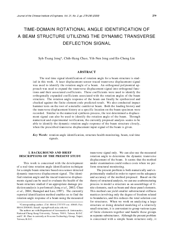 (PDF) Time‐domain rotational angle identification of a beam structure ...