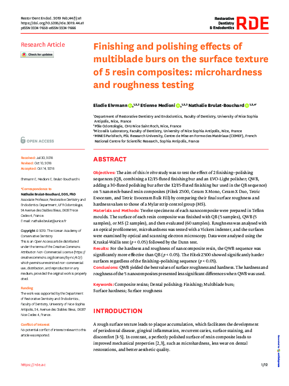 (PDF) Finishing and polishing effects of multiblade burs on the surface ...
