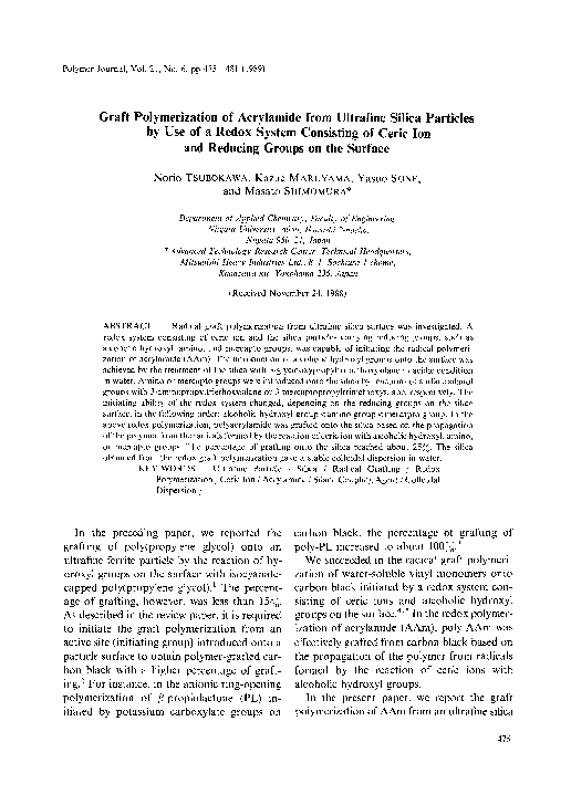 (PDF) Graft Polymerization of Acrylamide from Ultrafine Silica ...