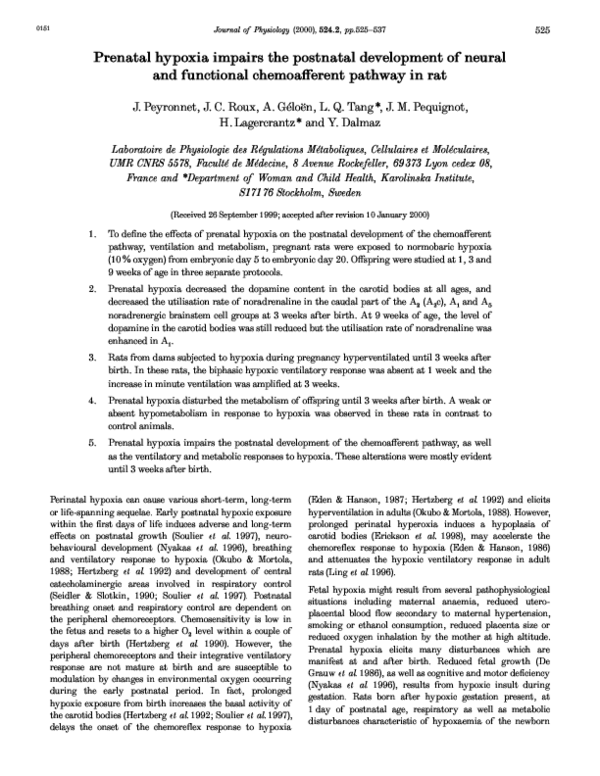 (PDF) Prenatal hypoxia impairs the postnatal development of neural and ...