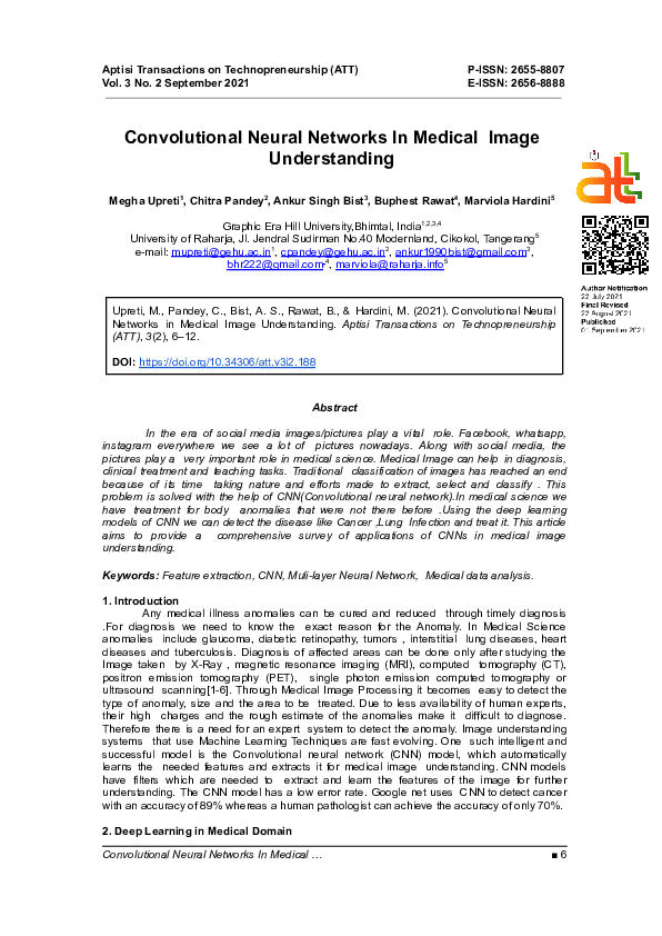 (PDF) Convolutional Neural Networks in Medical Image Understanding