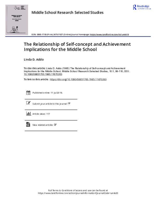 (PDF) The Relationship of Self-concept and Achievement Implications for ...