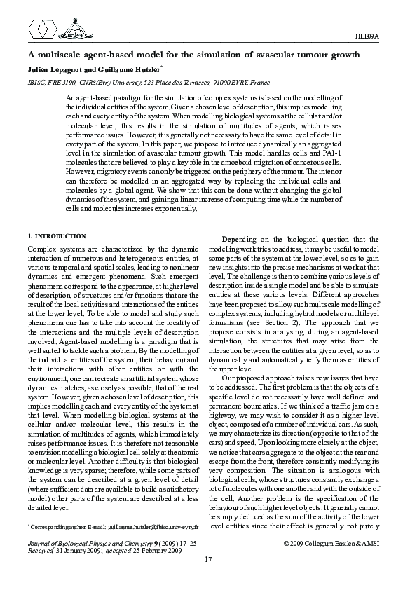 (PDF) A multiscale agent-based model for the simulation of avascular ...