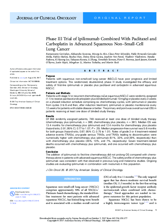 (PDF) Phase III Trial of Ipilimumab Combined With Paclitaxel and ...