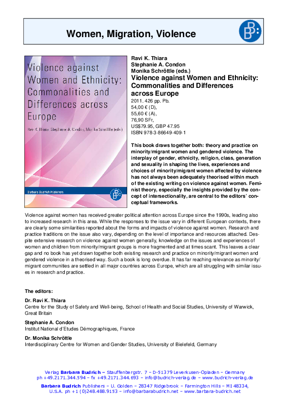 (PDF) Violence against Women and Ethnicity: Commonalities and ...