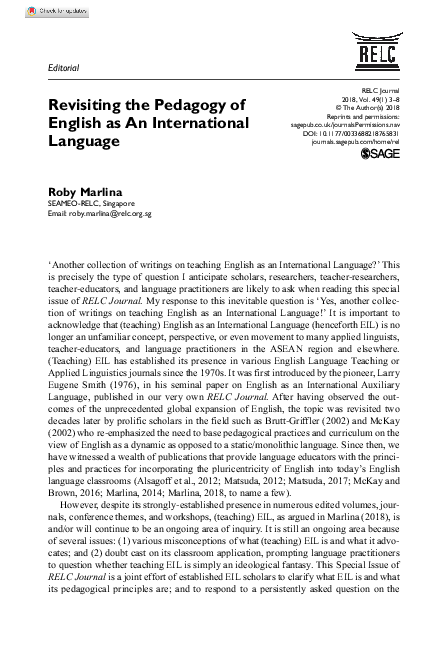 (PDF) Revisiting the Pedagogy of English as An International Language