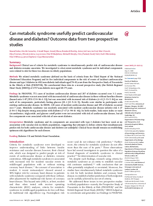 (PDF) Can metabolic syndrome usefully predict cardiovascular disease ...