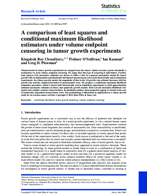 (PDF) A comparison of least squares and conditional maximum likelihood ...