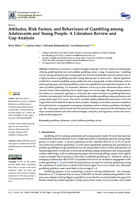 (PDF) Attitudes, Risk Factors, and Behaviours of Gambling among ...