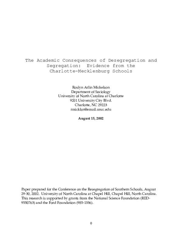 (PDF) The Academic Consequences of Desegregation and Segregation ...
