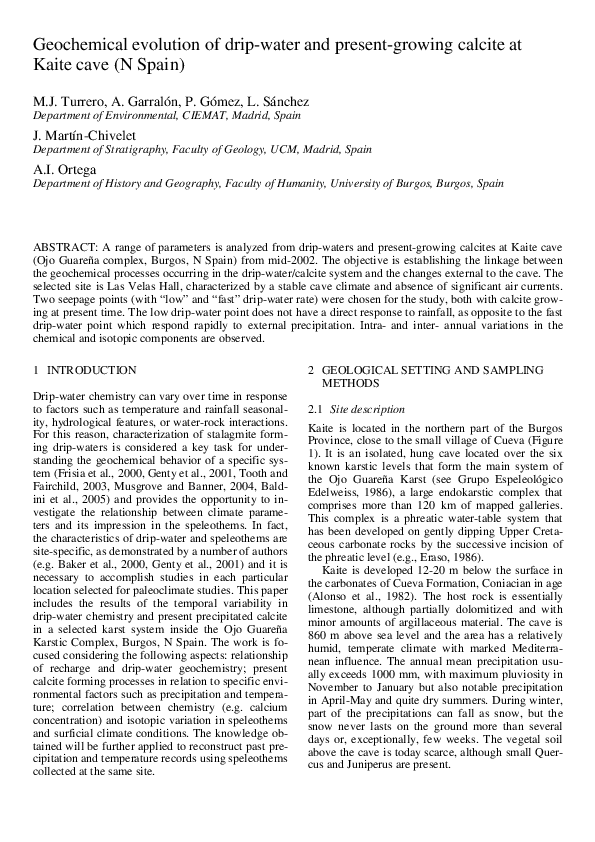 (PDF) Geochemical evolution of drip-water and present-growing calcite ...