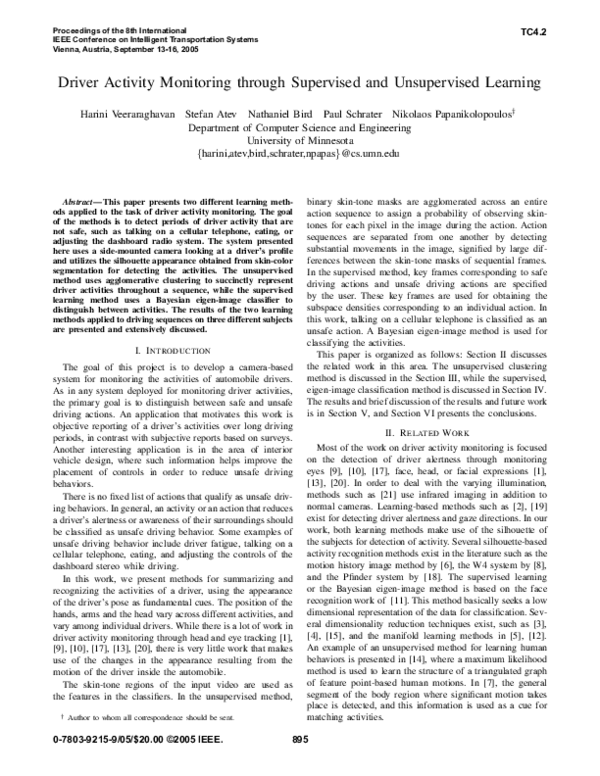 (PDF) Driver activity monitoring through supervised and unsupervised ...