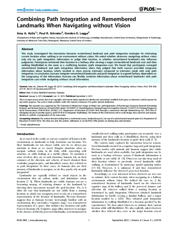 (PDF) Combining Path Integration and Remembered Landmarks When ...