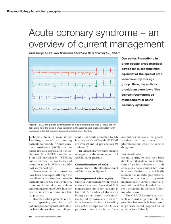 (PDF) Acute coronary syndrome anoverview of current management