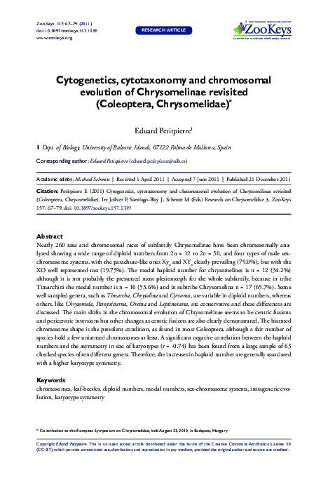 (PDF) Cytogenetics, cytotaxonomy and chromosomal evolution of ...