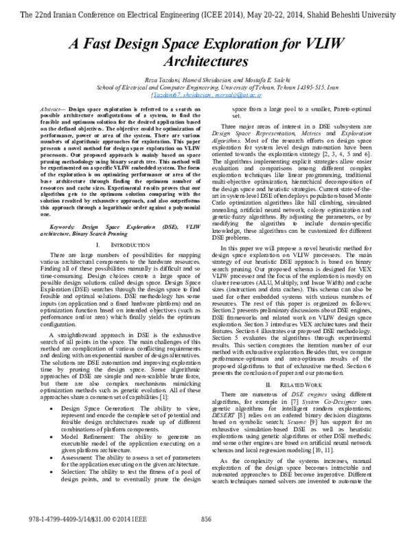 (PDF) A fast design space exploration for VLIW architectures