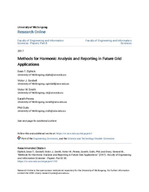 (PDF) Methods for Harmonic Analysis and Reporting in Future Grid ...