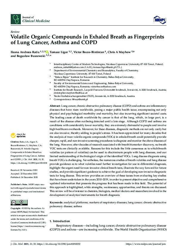 (PDF) Volatile Organic Compounds in Exhaled Breath as Fingerprints of ...